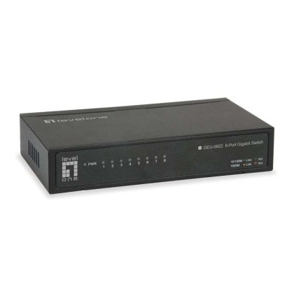 LEVELONE GbE Switch GEU-0822, 8-port 10/100/1000Mbps, MAC 4K, Ve