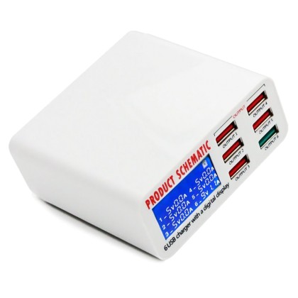 BEST USB φορτιστής 6 θέσεων με LCD monitor BST-U3, 5V 8A, 40W