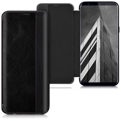 KW Slim Flip Book Case Leather Look (41783.01) Black / Black (Sa