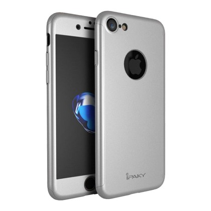 iPAKY 360 Full Cover Case & Tempered Glass - Silver (iPhone 7 / 