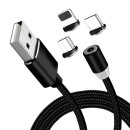 LED Magnetic Cable 3in1 Micro USB / Type C / Lightning Καλώδιο μ