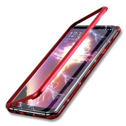 Magneto Bumper Case - Μαγνητική Θήκη Clear / Red (Samsung Galaxy