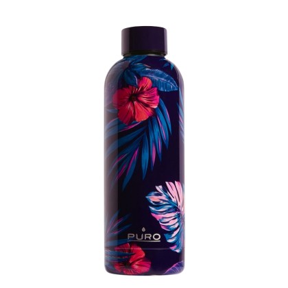 Puro Tropical Flowers Stainless Steel Bottle 500ml Θερμός Dark B