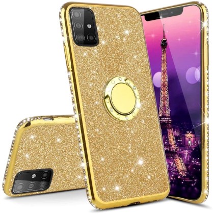 Diamond Ring Case με Electro Bumper και Glitter - Gold (Samsung 