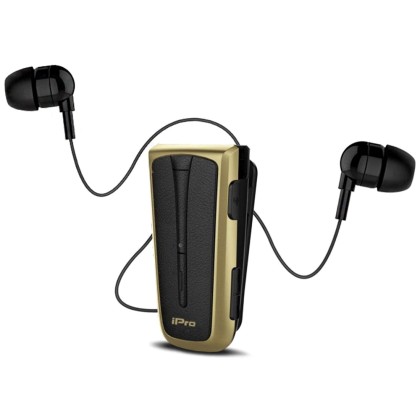 Bluetooth iPro RH219s Stereo Retractable με δόνηση Black Gold