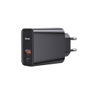 Φορτιστής Baseus Fast Charg USB + USB-C 30W QC3.0 Black