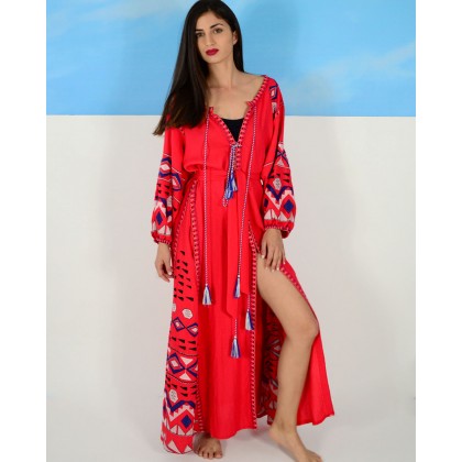 Γυναικείο Folklore Maxi Φόρεμα Κόκκινο  (FB 738)