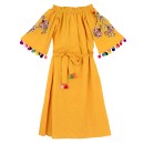 Boho Έξωμο Γυναικείο Φόρεμα Κίτρινο (FB 759)