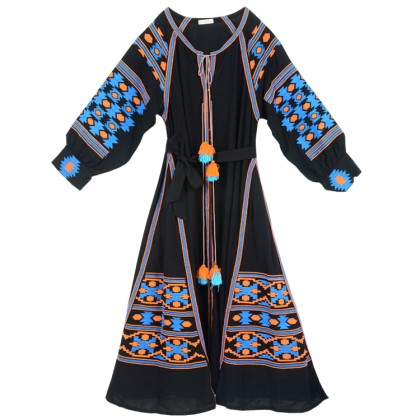 Γυναικείο Folklore Maxi Φόρεμα Μαύρο  (FB 761)
