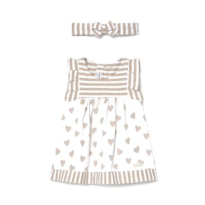 Mayoral Φόρεμα Συνδυασμένο Νεογέννητο Κορίτσι Χρώμα Μπεζ-Γκρι