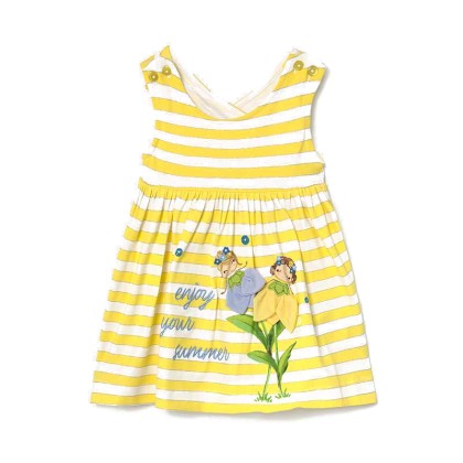 Mayoral Φόρεμα Ρίγες Και Λουλούδια Baby Κορίτσι Χρώμα Κίτρινο