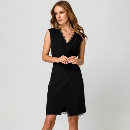 Access Fashion Μαύρο φορεμα κρουαζε δαντελα (29-3003-205)