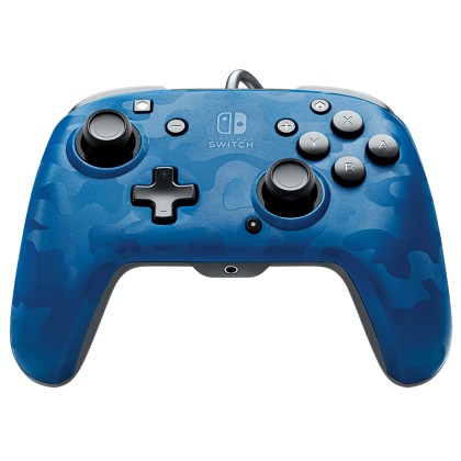 PDP Faceoff Deluxe+ Audio Wired Controller - Blue Camo For Ninte