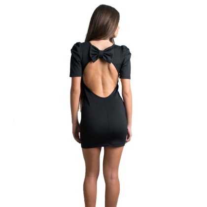 Φόρεμα μαύρο εξώπλατο με φιόγκο στην πλάτη
