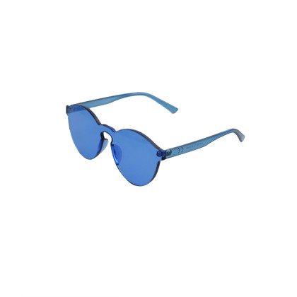 Στρογγυλά διάφανα κοκκάλινα γυαλιά (Μπλε)