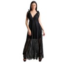 Μάξι φόρεμα δαντελένιο με εσωτερική φόδρα (Μαύρο)