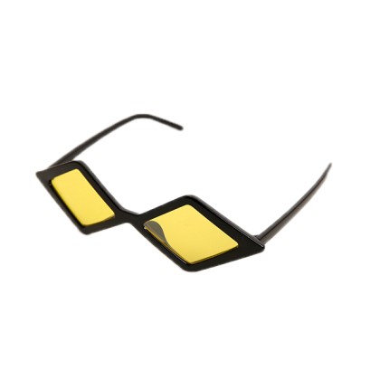 Πολυγωνικά γυαλιά ηλίου με κίτρινο φακό (Μαύρο)