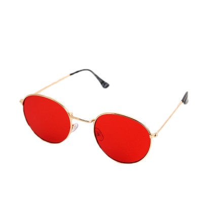 Οβάλ μεταλλικά γυαλιά με χρυσούς μεταλλικούς βραχίωνες (Κόκκινο)