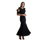 Μάξι φόρεμα με χιαστή στην πλάτη και κρυφό φερμουάρ (Μαύρο)