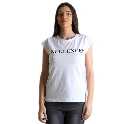 Λευκή μπλούζα με τύπωμα ''INFLUENCER''