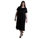 Φόρεμα σατέν κοντομάνικο με τσέπες (Μαύρο)
