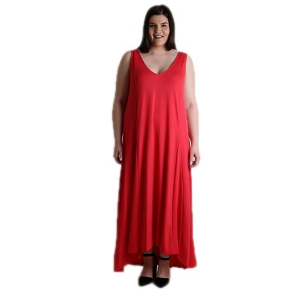 Φόρεμα με τιράντες και λωρίδα στο πίσω μέρος (Κόκκινο)