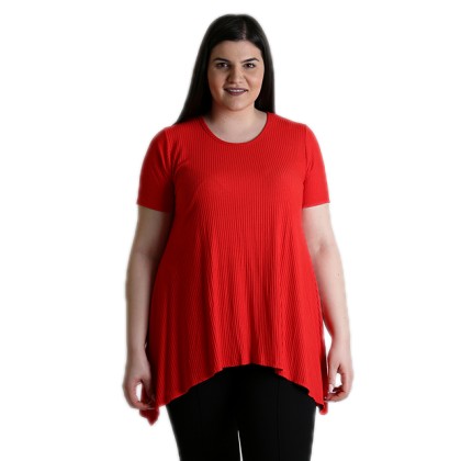 Κοντομάνικη μπλούζα ριπ (Κόκκινο)