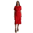 Κοντομάνικο φόρεμα με βολάν και ζώνη (Κόκκινο)