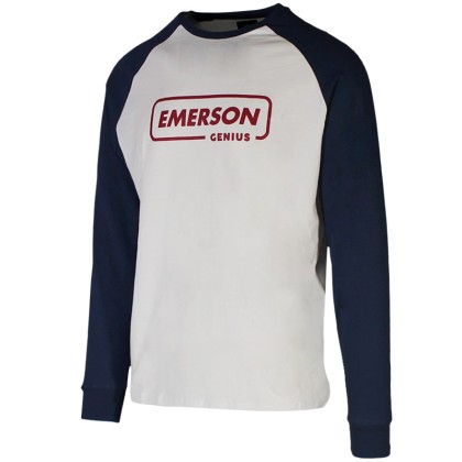 EMERSON MEN'S L/S T-SHIRT - 192.EM31.14-WHITE/MID BLUE