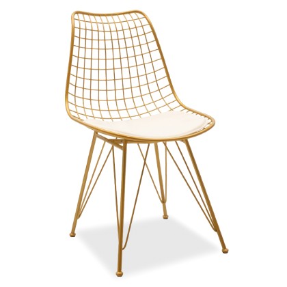 
        Καρέκλα Taj pakoworld μεταλλική χρυσό με μαξιλάρι PVC λ