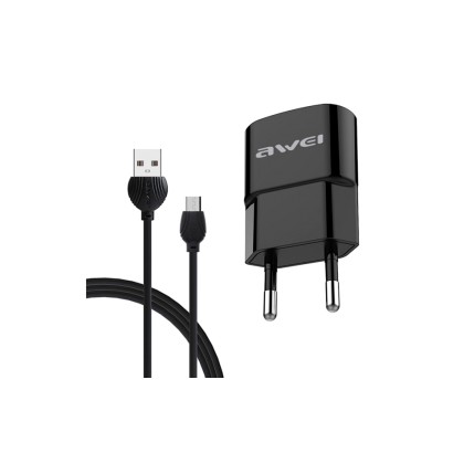 Awaei Micro USB Cable & USB Adapter C-831 Μαύρο + ΔΩΡΟ TOUCHPEN 
