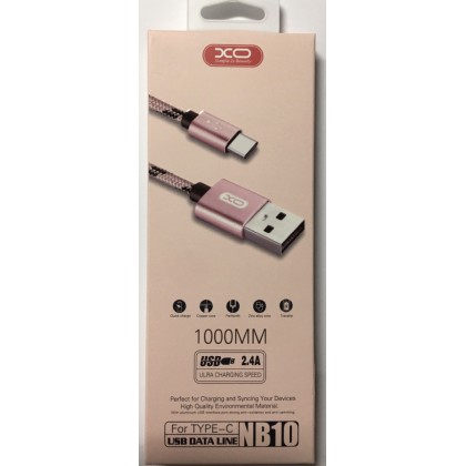 XO NB10 Rose Gold Charging and Data Cable- Type C to USB-A. 2,4A