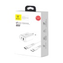 Baseus 2x USB / USB Type-C Cable & Wall Adapter Λευκό + ΔΩΡΟ TOU