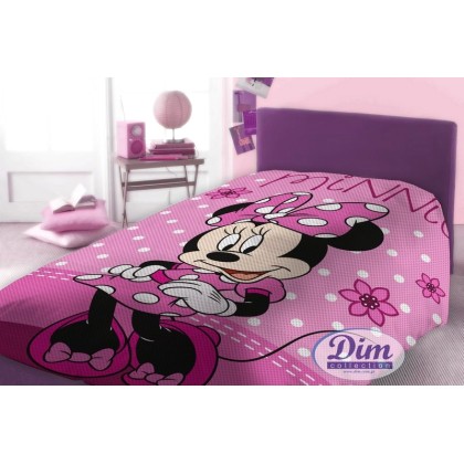 Κουβέρτα Πικέ Μονή Disney Panel Minnie 555 Cotton Dimcol (160x24
