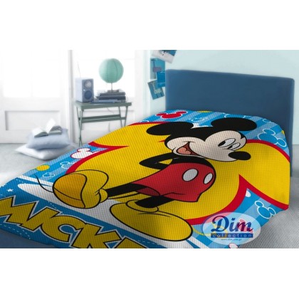 Κουβέρτα Πικέ Μονή Disney Panel Mickey 565 Cotton Dimcol (160x24