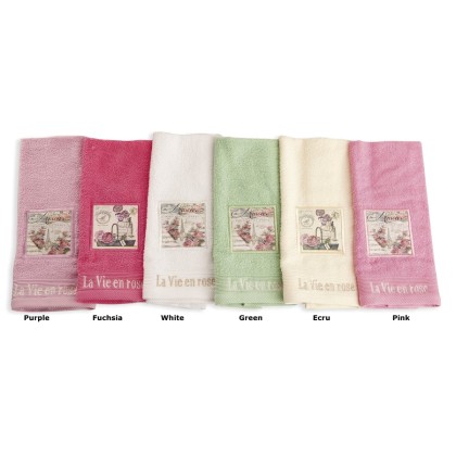 Πετσέτες Σετ Bath Towels Vintage Flower 02 Με Κέντημα Cotton Dim