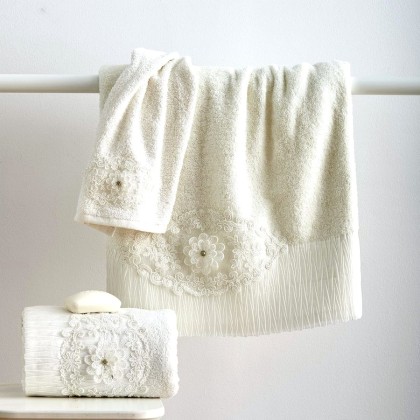 Πετσέτες Σετ Wedding Bath Towels Natalie Cotton Sb Concept 3Τεμ