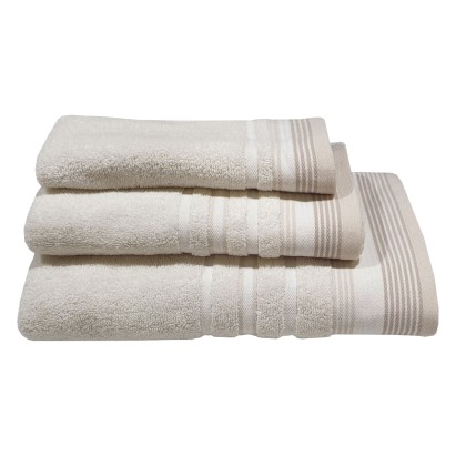 Πετσέτα Προσώπου Bath Towels Satin Stripe Sand Cotton ΚΟΜΒΟΣ (50