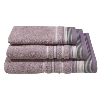 Πετσέτα Χεριών Bath Towels Satin Stripe Lilac Cotton ΚΟΜΒΟΣ (30x