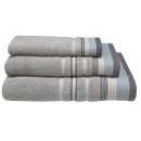 Πετσέτα Προσώπου Bath Towels Satin Stripe Grey Cotton ΚΟΜΒΟΣ (50