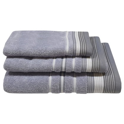 Πετσέτα Προσώπου Bath Towels Satin Stripe Levanda Cotton ΚΟΜΒΟΣ 