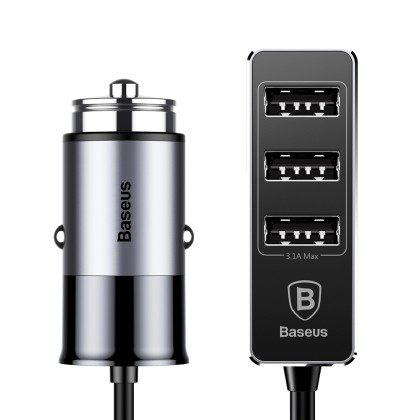 Baseus Enjoy Together Car Charger with Extension 4x USB 5.5A gre