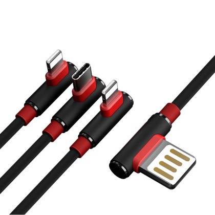Proda Sparta USB - 2x Lightning / USB Typ C elbow Cable 5A 1m bl