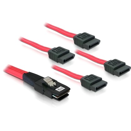 Delock Cable mini SAS SFF-8087 > 4 x SATA 7 pin 1 m