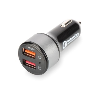 EDNET Qualcomm Quick Charge 3.0 Car Charger, 2xUSB (3A/2,4A), bl