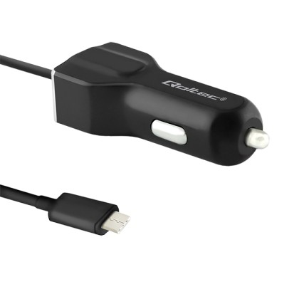 Qoltec Car charger 12-24V 5V/3.4A USB+USB typC