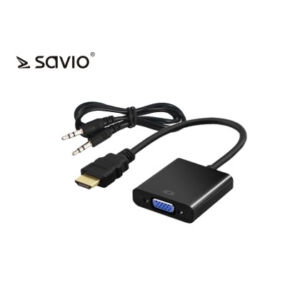 Elmak Adapter HDMI M - VGA 15 pin F + Audio Jack 3,5mm SAVIO CL-