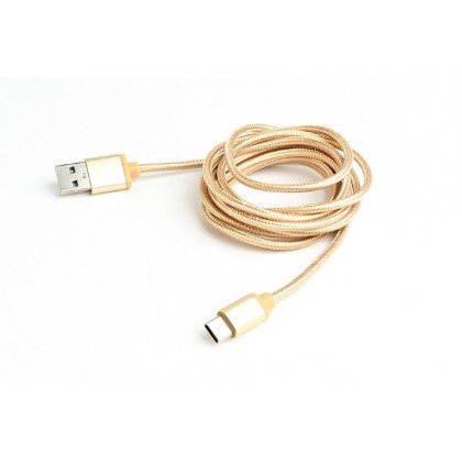Gembird Cotton braided USB Type C cable/1.8m/gold