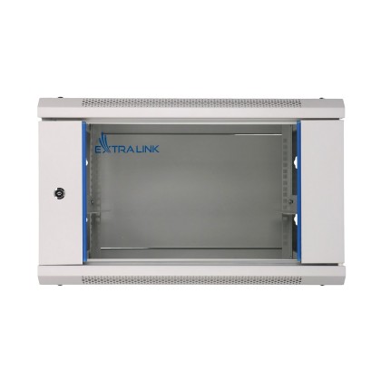 Extralink Wall cabinet rack 4U 600x450 gray glass door