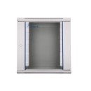 Extralink Wall cabinet rack 12U 600x450 gray glass door